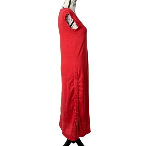 Toad & Co Midi Dress Red Short Sleeve Pocket Organic Cotton Modal Eco Size S - Picture 2 of 7